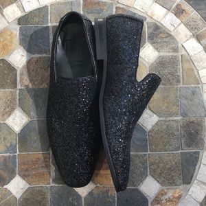 Mario Lopez black glitter shoes